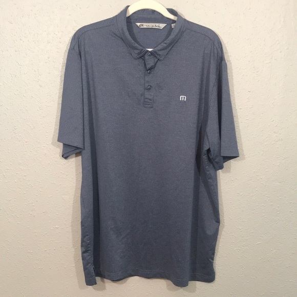 Travis Mathew Navy Blue Check Golf Polo Shirt              size XXL - Picture 1 of 11